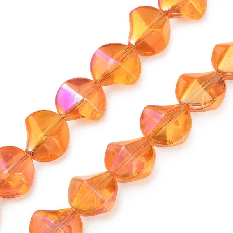 Glass Beads Twist 13mm (44) Electroplated Orange AB
