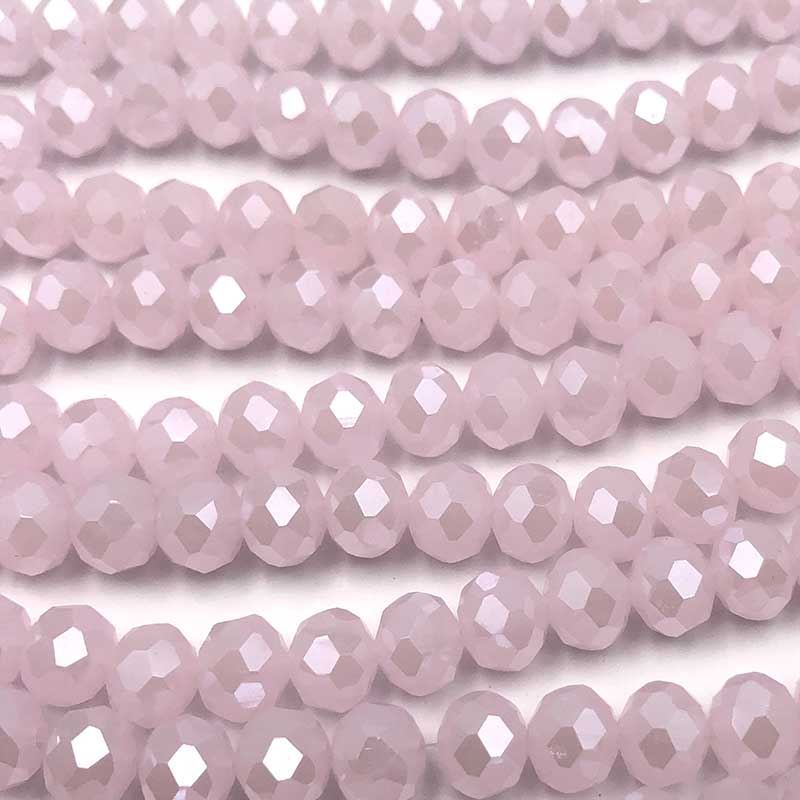 Imperial Crystal Bead Rondelle 6x8mm (68)  Opaque Pink Pearl Luster