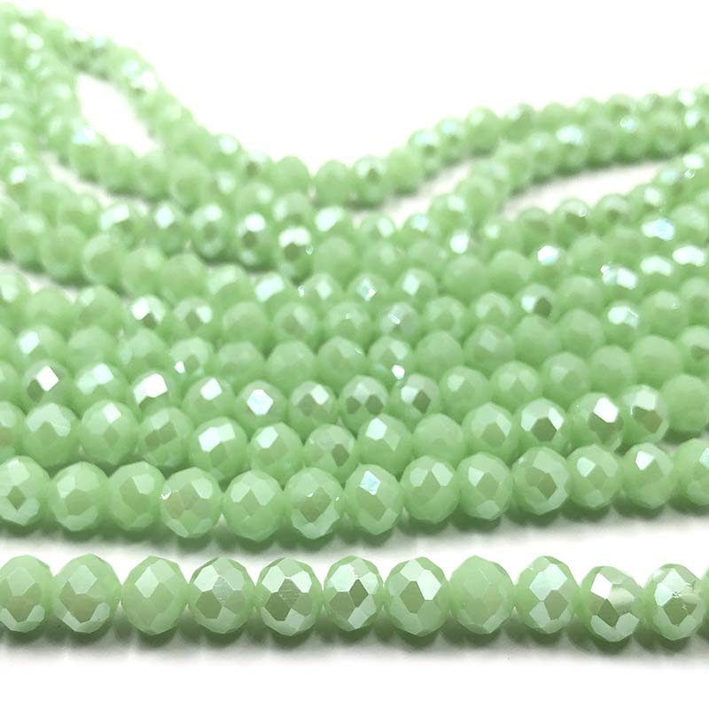 Imperial Crystal Bead Rondelle 6x8mm (68) Opaque Peridot Pearl Luster