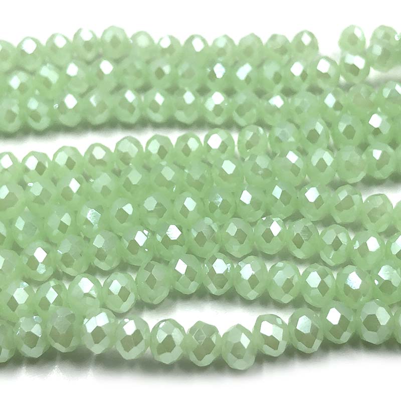 Imperial Crystal Bead Rondelle 3x4mm (130) Opaque Peridot Pearl Luster