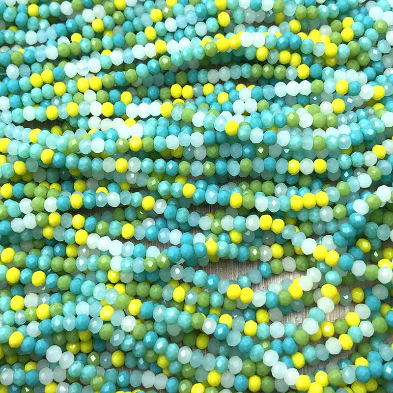 Imperial Crystal Bead Rondelle 2x3mm (180) Sea Green & Yellow Mix