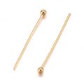 Head Pins w/Ball 304 Stainless Steel 22x0.6mm (50) 24K Gold Plated