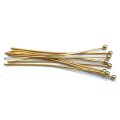 Head Pins w/Ball 304 Stainless Steel 40x0.7mm (50) 24K Gold Plated