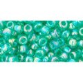 Japanese Toho Seed Beads Tube Round 6/0 Transparent-Rainbow Dk Peridot TR-06-164B
