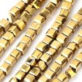 Glass Beads Cubes Faceted Tiny 2mm (100) Electroplated Gold