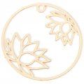 Cast Metal Charm Filigree Stamping Iron Style 020 Lotus Duo Circle 27mm (2) KC Plated
