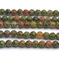 Unakite Beads Round Faceted 3mm - 1 Strand