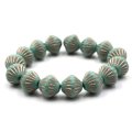 Czech Glass Beads Tribal Bicone 11mm (15) Tiffany Green with a Copper Wash