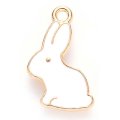 Cast Metal Charm Rabbit Bunny 002 17x11mm (10) White Gold