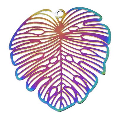 Stainless Steel 201 Charm Thin Monstera Filigree 34x30mm (2) Multi-Color