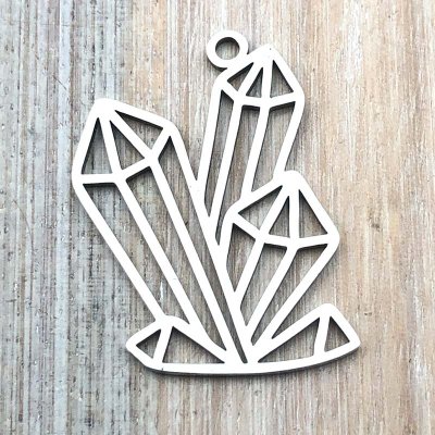 Stainless Steel Charm Crystal Cluster 25x17mm (1) Original