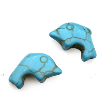 Turquoise (Synthetic) Beads Dolphin 13x20mm (40) Blue