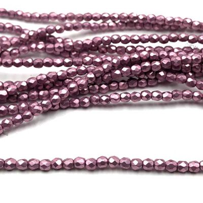 Czech Faceted Round Firepolished Glass Beads 3mm (50) ColorTrends: Sueded Gold Orchid