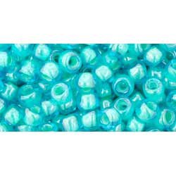 Japanese Toho Seed Beads Tube Round 6/0 Inside-Color Aqua/Lt Jonquil-Lined TR-06-954