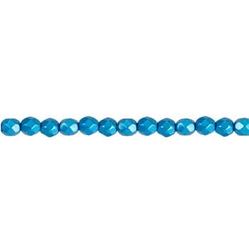 Czech Faceted Round Firepolished Glass Beads 4mm (50) ColorTrends: Saturated Metallic Nebulas Blue