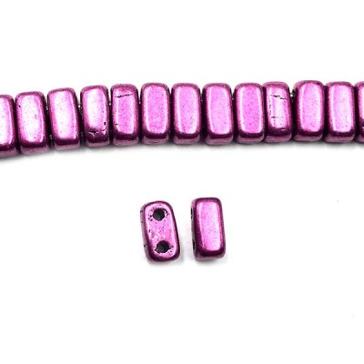 SALE CzechMates Bricks 6x3mm (50) ColorTrends: Sueded Gold Fuchsia Red