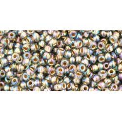 Japanese Toho Seed Beads Tube Round 11/0 Gold-Lined Rainbow Black Diamond TR-11-999