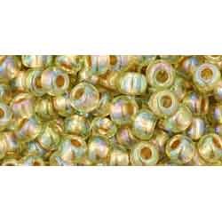 Japanese Toho Seed Beads Tube Round 6/0 Gold-Lined Rainbow Lt Jonquil TR-06-998