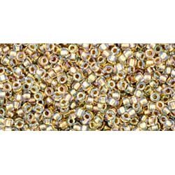 Japanese Toho Seed Beads Tube Round 15/0 Inside-Color Crystal/Gold-Lined TR-15-262