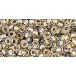 Japanese Toho Seed Beads Tube Round 8/0 Inside-Color Crystal/Gold-Lined TR-08-262