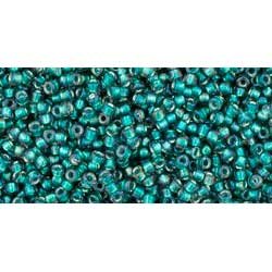 Japanese Toho Seed Beads Tube Round 15/0 Inside-Color Crystal/Prairie Green-Lined TR-15-270
