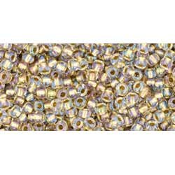 Japanese Toho Seed Beads Tube Round 11/0 Inside-Color Crystal/Gold-Lined TR-11-262