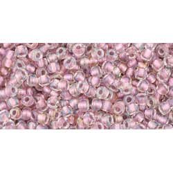 Japanese Toho Seed Beads Tube Round 11/0 Inside-Color Crystal/Rose Gold-Lined TR-11-267