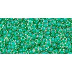 Japanese Toho Seed Beads Tube Round 11/0 Inside-Color Crystal/Shamrock-Lined TR-11-187