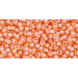Japanese Toho Seed Beads Tube Round 11/0 Inside-Color Jonquil/Coral-Lined TR-11-956