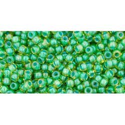 Japanese Toho Seed Beads Tube Round 11/0 Inside-Color Lime Green/Opaque Green-Lined TR-11-947