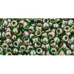 Japanese Toho Seed Beads Tube Round 8/0 Inside-Color Peridot/Fuchsia-Lined TR-08-250