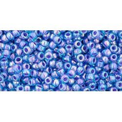 Japanese Toho Seed Beads Tube Round 11/0 Inside-Color Rainbow Aqua/Opaque Purple-Lined TR-11-1837