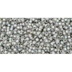 Japanese Toho Seed Beads Tube Round 15/0 Inside-Color Rainbow Crystal/Gray-Lined TR-15-261