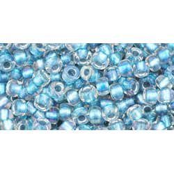 Japanese Toho Seed Beads Tube Round 8/0 Inside-Color Rainbow Crystal/Lt Capri-Lined TR-08-263