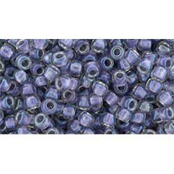 Japanese Toho Seed Beads Tube Round 8/0 Inside-Color Rainbow Crystal/Metallic Purple-Lined TR-08-265