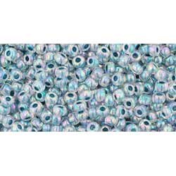 Japanese Toho Seed Beads Tube Round 11/0 Inside-Color Rainbow Crystal/Montana Blue-Lined TR-11-773