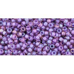 Japanese Toho Seed Beads Tube Round 11/0 Inside-Color Rainbow Rosaline/Opaque Purple-Lined TR-11-928