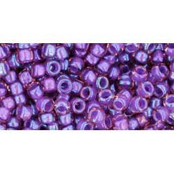 Japanese Toho Seed Beads Tube Round 8/0 Inside-Color Rainbow Rosaline/Opaque Purple-Lined TR-08-928