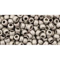 Japanese Toho Seed Beads Tube Round 8/0 Metallic Frosted Antique Silver TR-08-566