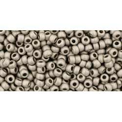 Japanese Toho Seed Beads Tube Round 11/0 Metallic Frosted Antique Silver TR-11-566