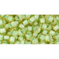 Japanese Toho Seed Beads Tube Round 6/0 Inside-Color Jonquil/Mint Julep-Lined TR-06-945