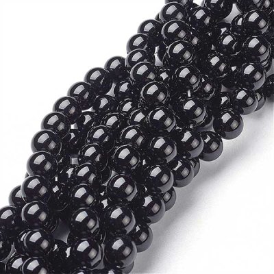 Black Onyx Beads Dyed Grade A Round 8mm - 1 Strand