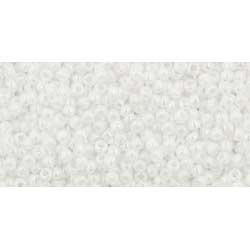 Japanese Toho Seed Beads Tube Round 15/0 Opaque-Rainbow White TR-15-401/c
