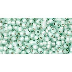 Japanese Toho Seed Beads Tube Round 11/0 PermaFinish - Silver-Lined Milky Lt Aqua TR-11-PF2116