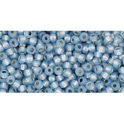 Japanese Toho Seed Beads Tube Round 11/0 PermaFinish - Silver-Lined Milky Montana Blue TR-11-PF2102