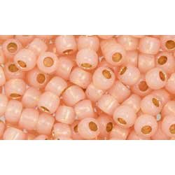 Japanese Toho Seed Beads Tube Round 6/0 PermaFinish - Translucent Silver-Lined Peachy Pink TR-06-PF2126