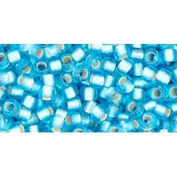 Japanese Toho Seed Beads Tube Round 8/0 Silver-Lined Frosted Aquamarine TR-08-23F