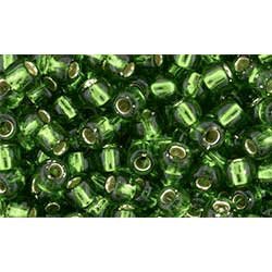 Japanese Toho Seed Beads Tube Round 6/0 Silver-Lined Grass Green TR-06-27B