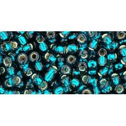 Japanese Toho Seed Beads Tube Round 8/0 Silver-Lined Teal TR-08-27BD
