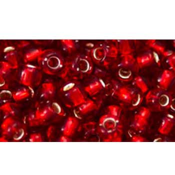 Japanese Toho Seed Beads Tube Round 6/0 Silver-Lined Ruby TR-06-25C